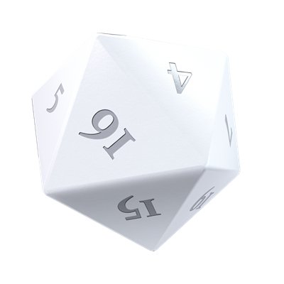 Up - Vivid Heavy Metal D20 Dice Set (2Ct): White - 074427161804 - CrystalLotus.eu