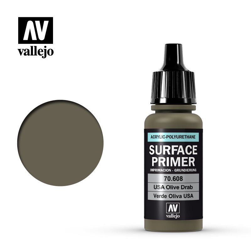 Vallejo 17ml Surface Primer - USA Olive Drab 