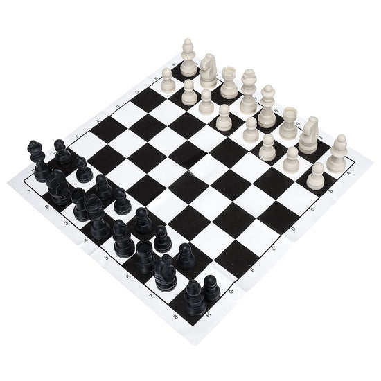 Vinyl Portable Chess Board (Black & White) - 00000000000000003 - CrystalLotus.eu