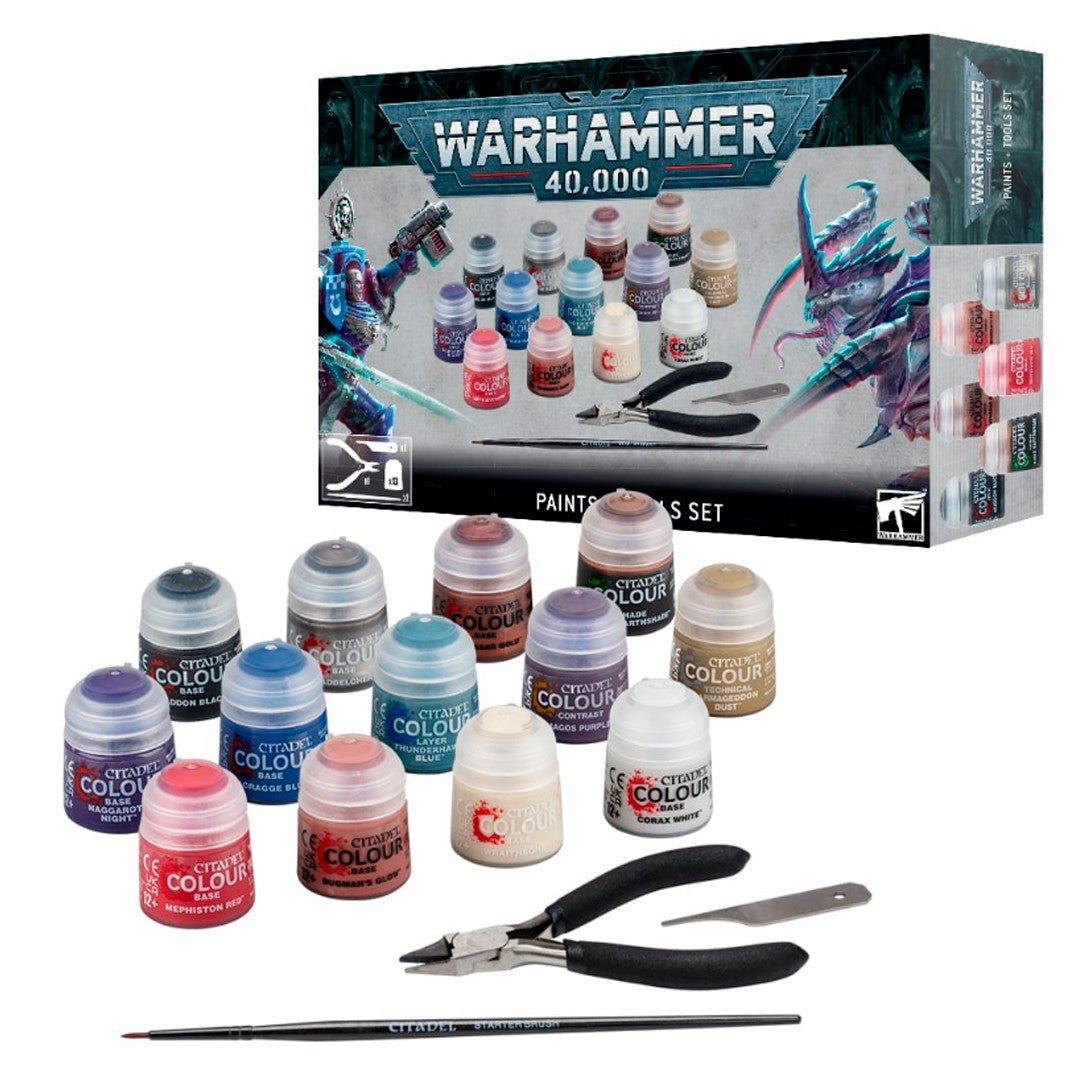Warhammer 40K Paints + Tools Set (English) (60 - 12) - 5011921196937 - Crystal Lotus