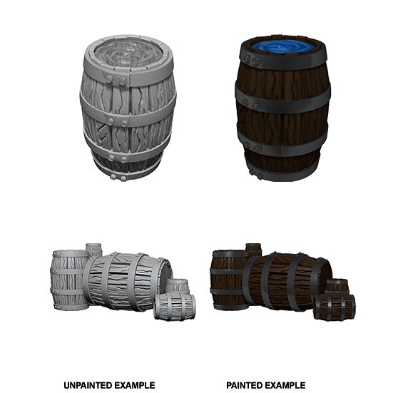 WizKids Deep Cuts Unpainted Miniatures: Barrels &amp; Pile of Barrels - WAVE 5 - 634482733615 - CrystalLotus.eu