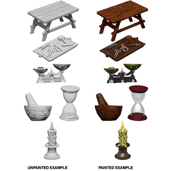 WizKids Deep Cuts Unpainted Miniatures: Workbench &amp; Tools - WAVE 5 - 634482733691 - CrystalLotus.eu