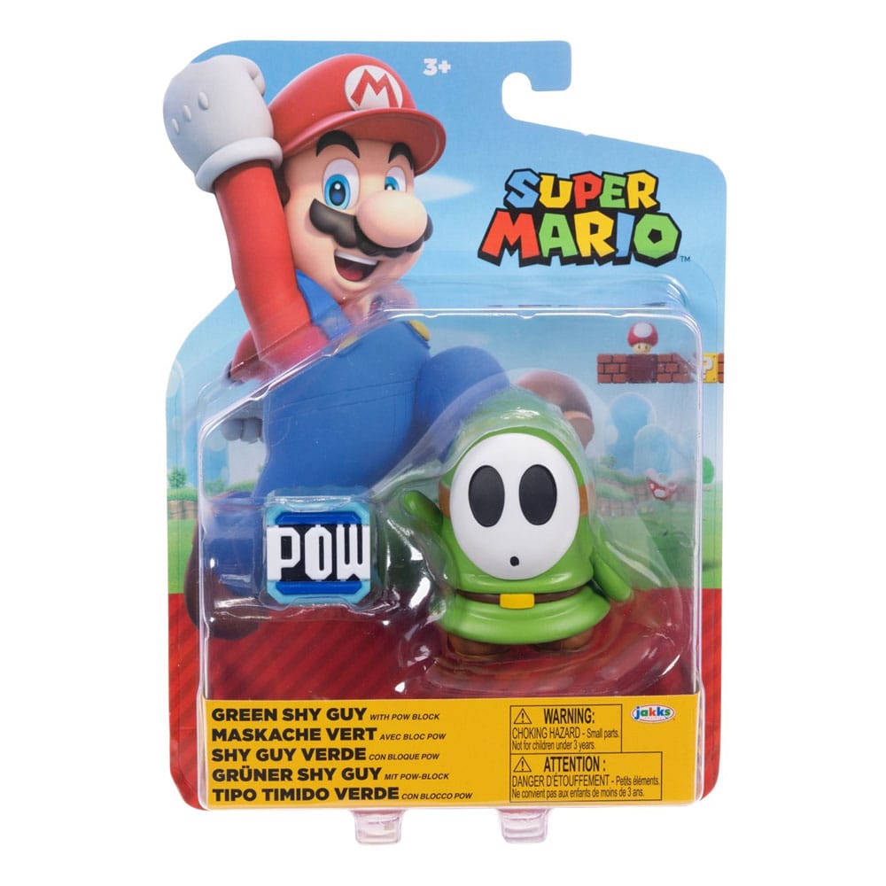 World of Nintendo Super Mario 4&quot; Figure Wave 40 - Green Shy Guy with POW Block - 192995424425 - Crystal Lotus