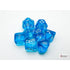 Chessex CHX30063 - Translucent Tropical Blue/White Polyhedral 7-Dice Set (Plus Lab Dice) - 601982040499 - crystallotus.eu
