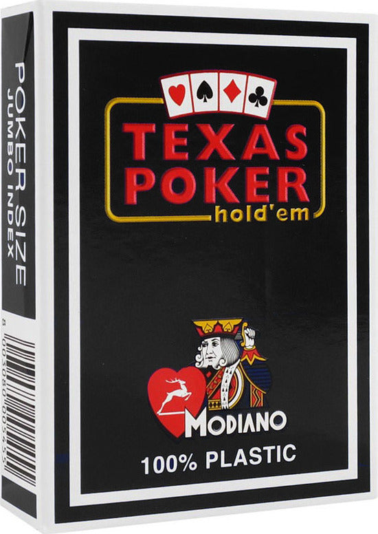 Modiano Texas Poker 100% Plastic 2 Jumbo Index Black