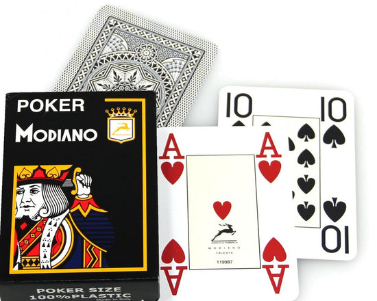 Modiano Poker 100% Plastic 4 Jumbo Index Black