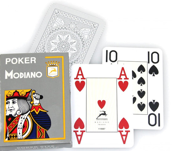 Modiano Poker 100% Plastic 4 Jumbo Index Grey