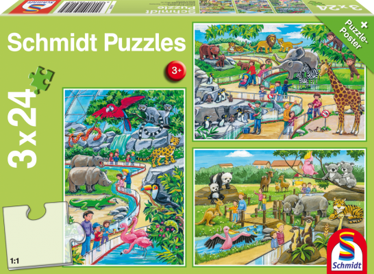 Schmidt 56218 A Day at the Zoo 3x24 pcs