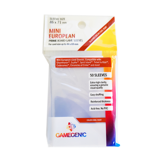 Gamegenic - Prime Mini European-Sized Sleeves 46 x 71 mm - Clear (50 Sleeves)