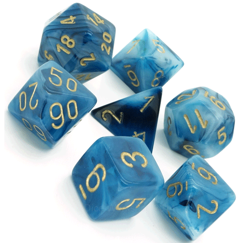 Chessex Phantom 7-Die Set - Teal w/gold