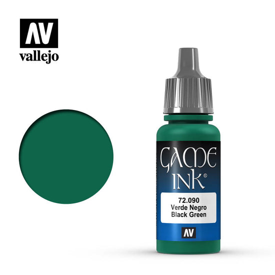 Vallejo 17ml Game Ink - Inky Black Green Acrylic Paint 